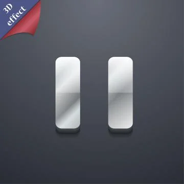 Pause icon symbol. 3D style. Trendy, modern design with space for your text . Ra 스톡 일러스트