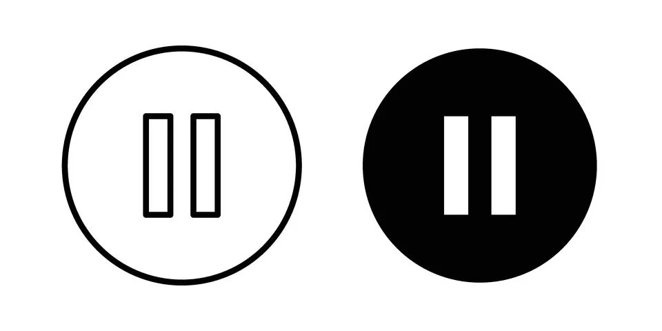 Pause icon symbol  illustration bundle in black colour Stock Illustration