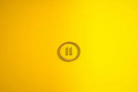 A pause icon in yellow background. 3D rendering. Stock Illustration