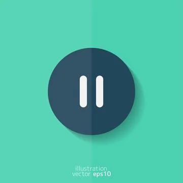 Pause icon.Meida player button. Flat design. Stock Illustration