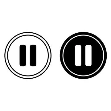 Pause icons. Black and White Vector Icons. Media Player button. Social Netw.. Stock Illustration