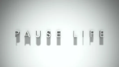 Pause life 3D title animation with shadows on a white background Stock Footage 297387520