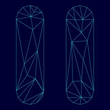 Pause low poly triangulation triangulated polygonal electric cyan blue vibran Stock Illustration