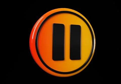 Pause media button. buttons. Shiny icon with yellow frame and with reflection Stock Illustration