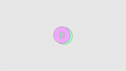 Pause media control button neubrutalism UI element animation Stock Footage 336186711