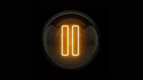 Pause. Pause reveal. Pause button. Pause Icon. Nixie tube indicator. Stock Footage 170915911