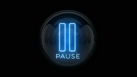 Pause. Pause reveal. Pause button. Pause Icon. Nixie tube indicator. Blue icon Stock Footage 170916013