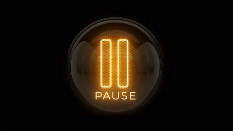 Pause. Pause reveal. Pause button. Pause Icon. Nixie tube indicator. Stock Footage 170916026