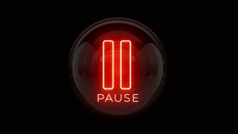 Pause. Pause reveal. Pause button. Pause Icon. Nixie tube indicator. Red icon Stock Footage 170916029