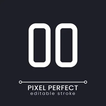 Pause pixel perfect white linear ui icon for dark theme Stockillustratie