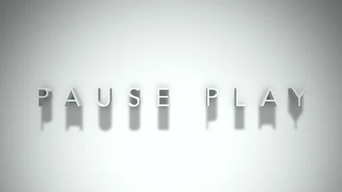 Pause play 3D title animation with shadows on a white background Stock Footage 296976019