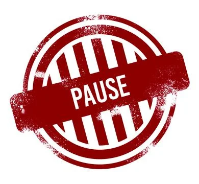 Pause, red grunge button, stamp Stock Illustration