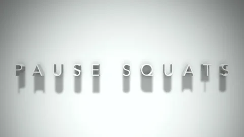 Pause squats 3D title animation white text on a white background Stock Footage 299759557