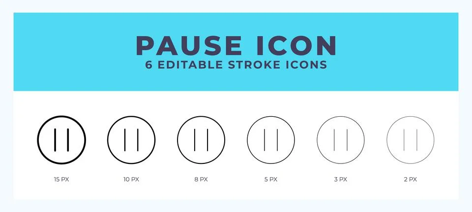 Pause stroke icon for web. Mobile apps and ui. Stock Illustration