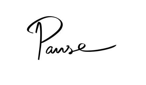 Pause text font calligraphy hand written lettering script black color objec.. Stock Illustration
