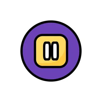 Pause video player button media control vector outline icon Stock Illustration