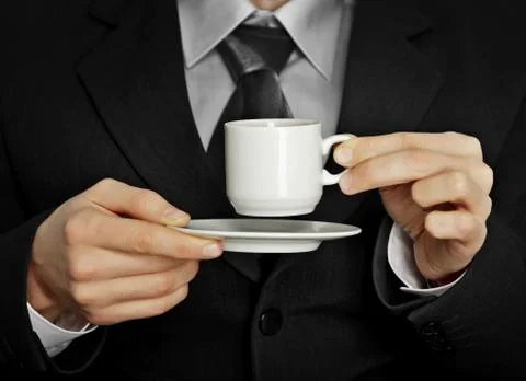 Pause in the work - cup of strong black coffee Stock Photos