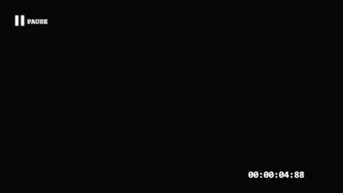 Pausing VHS pause screen with timestamp on black background Video stock 340300556