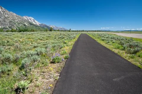 The paved, multi-use pathway in Grand Teton National Park. Used for biking an Stock Photos