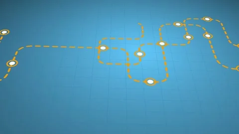 Paved path on a blue background. Path with destinations Stock Footage 266021790