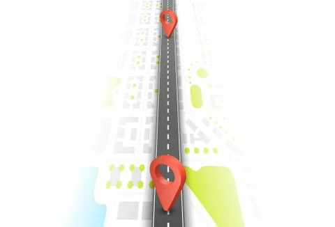 Paved path on the road, Road point location. Illustrazione stock