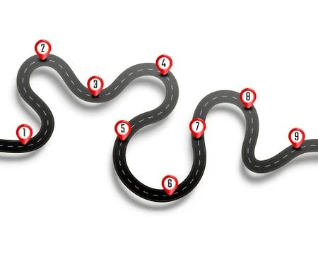 Paved path on the road way location background. イラスト素材