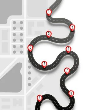 Paved path on the road way location background. Stock Illustration