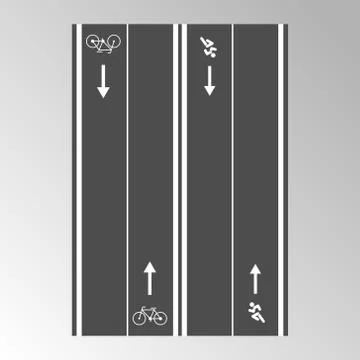 Paved path for running and Cycling with the direction of motion Stock Illustration