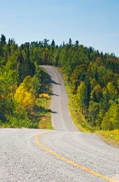 Paved road going through forest, Lake of the Woods, Ontario, Canada Stock Photos