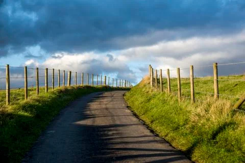 Paved road, North Downs Way, Southern England,Kent, England Stock Photos