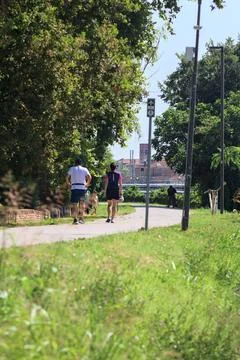 Paved trail in a park Stock Photos