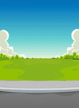 Pavement and green park background Illustrazione stock