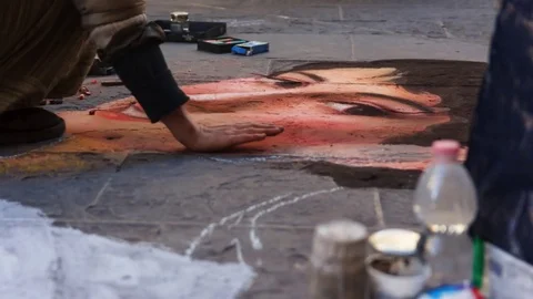 Pavement artist Stock Footage 72980466