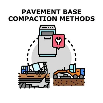 Pavement base compaction methods concept illustration イラスト素材