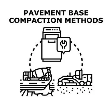 Pavement base compaction methods concept illustration 스톡 일러스트