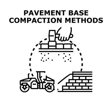 Pavement base compaction methods process construction concept Illustrazione stock