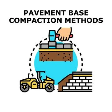 Pavement base compaction methods process construction concept Stock Illustration