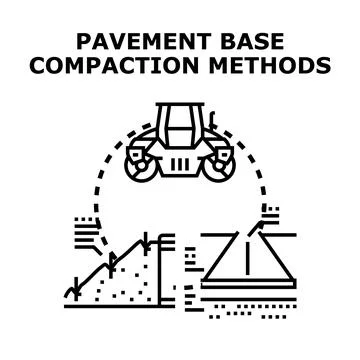 Pavement base compaction methods for road construction Stock Illustration