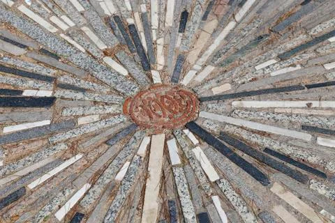 Pavement with granite strips concentric pattern Stock Photos