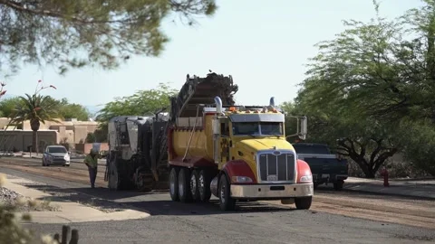 A pavement milling rig on a road construction project Stock Footage 152664012