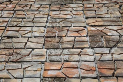 Pavement or terrace making, using recycling materials Фото