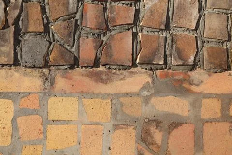 Pavement or terrace making, using recycling materials Stock-Fotos