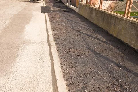 Pavement prepare to lay down new asphalt Stock Photos