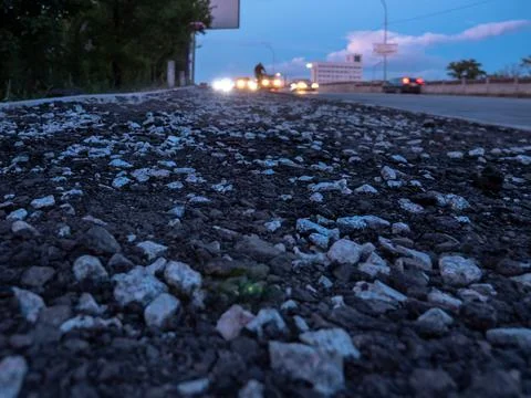 Pavement road construction site. Stock Photos