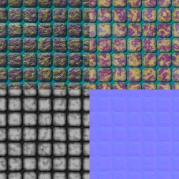 Pavement seamless generated texture (with diffuse, bump and normal map) Stock Illustration