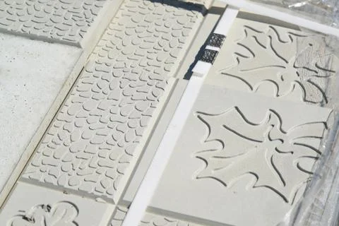 Pavement tile with pattern in the form of a maple leaf Foto stock