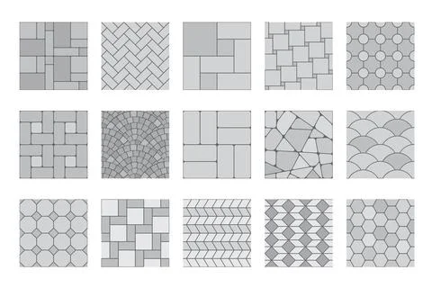 Pavement top view pattern, street grey cobblestone Stock Illustration