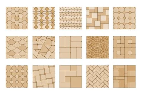 Pavement top view pattern, street cobblestone tile 库存插图