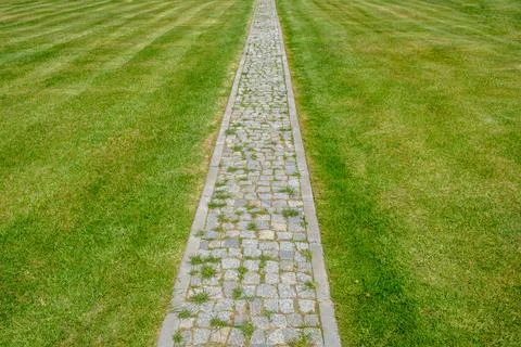 Pavement walk path in park Stock Photos