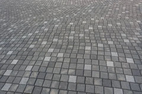Pavement Walkway with Wavy Pattern Grey Color Background Texture Stock Photos